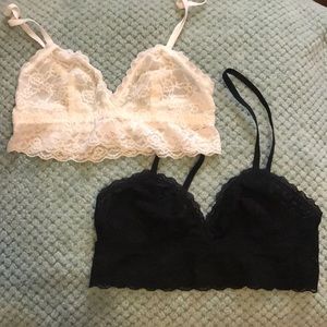 Bundle of two lace black & white bralettes
